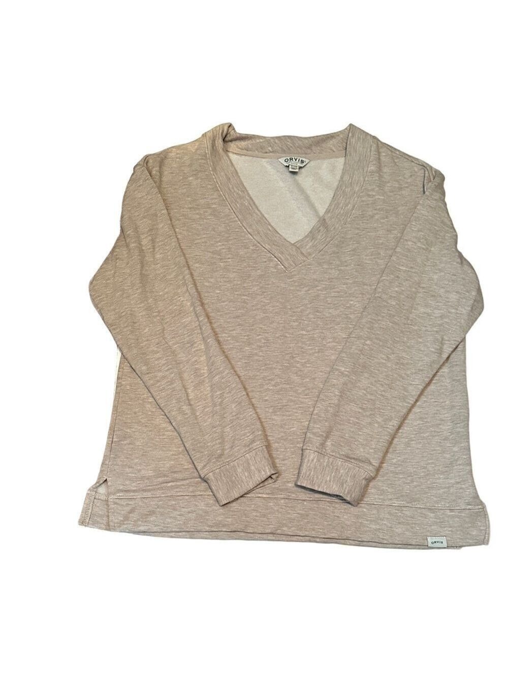 Orvis Women's Tan V-Neck Sweatshirt Small